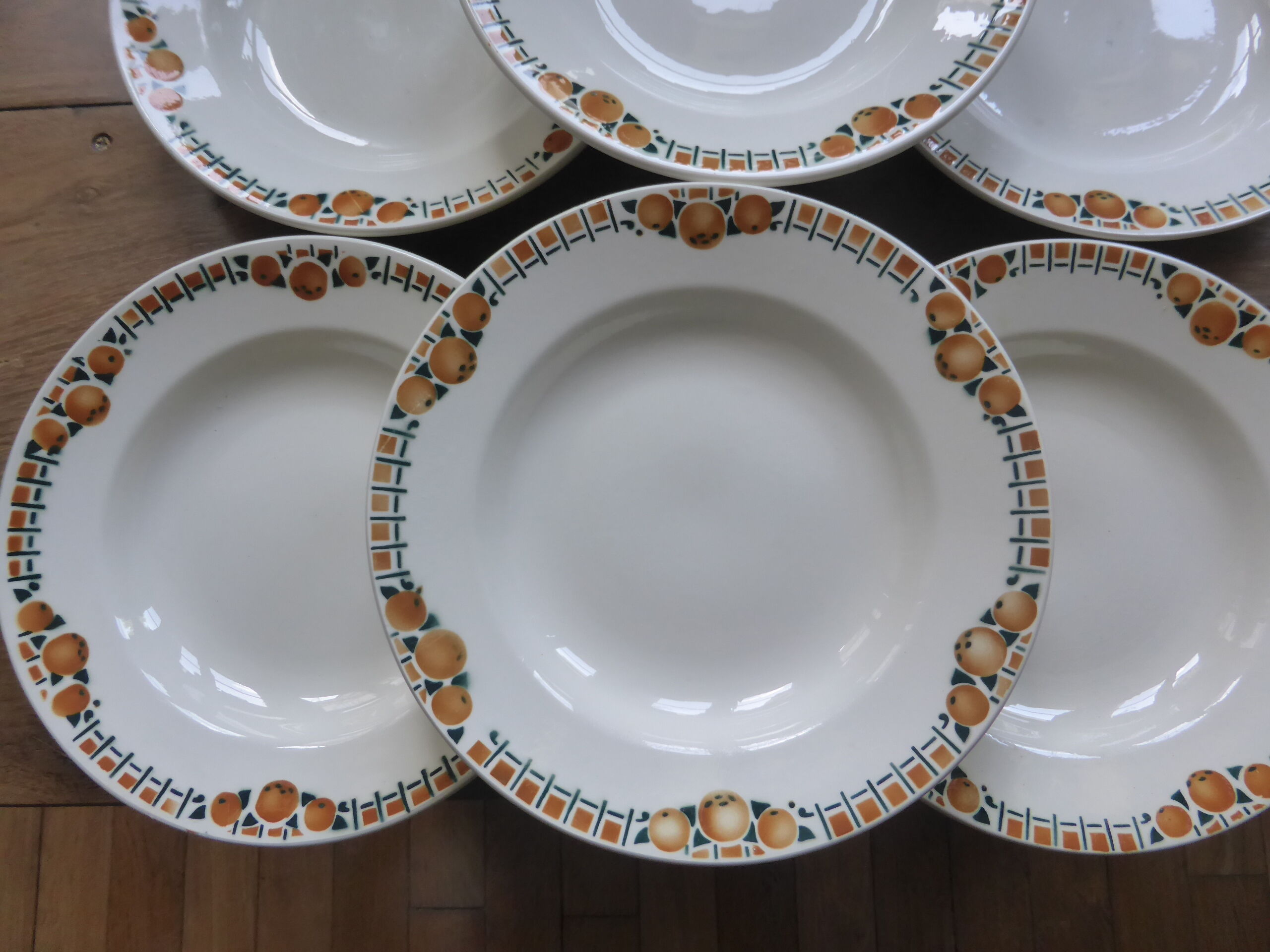 6 vintage hollow plates C\u00e9ranord St amand porcelain Cotentin style